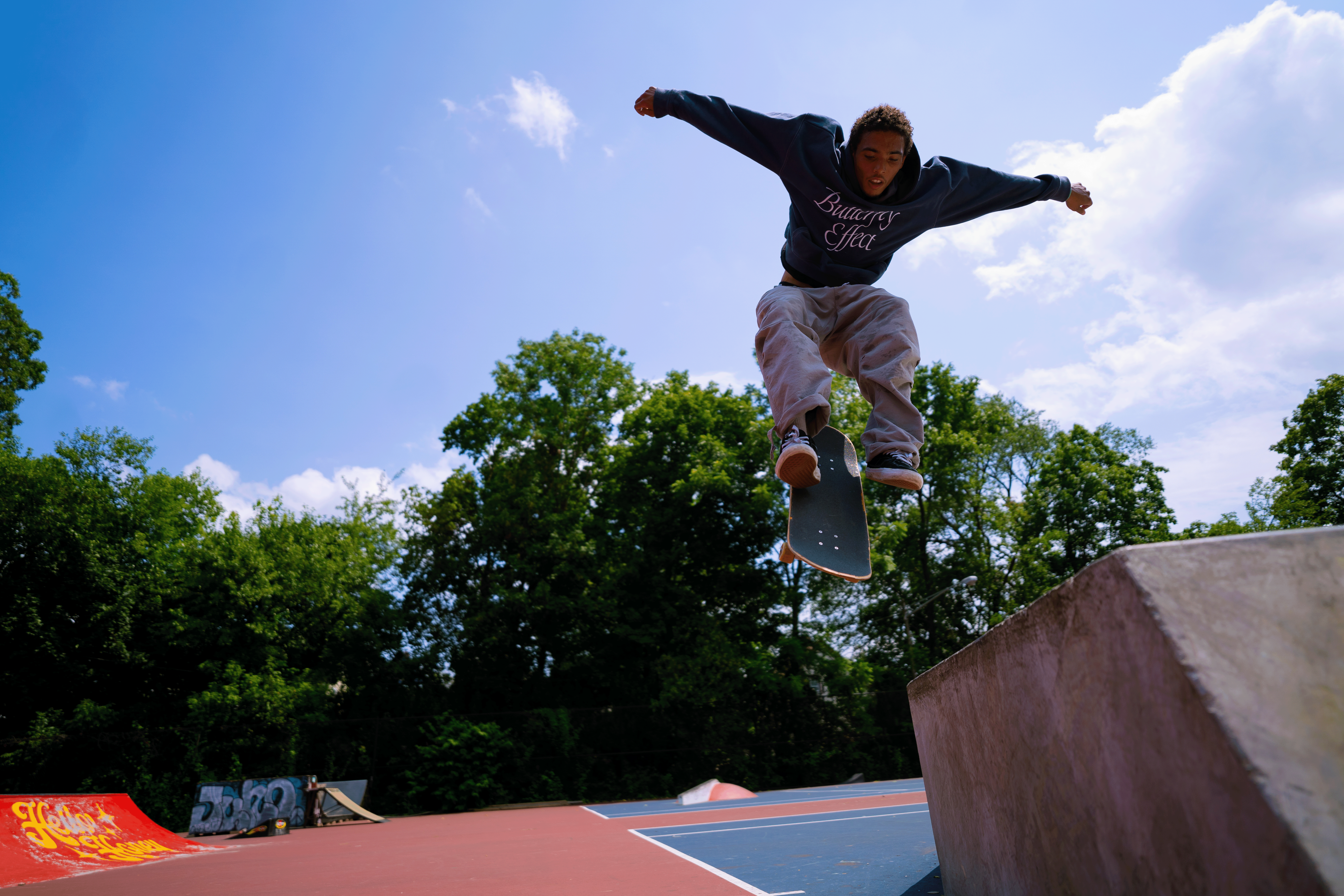 Butterfly Effect skateboard model in the air